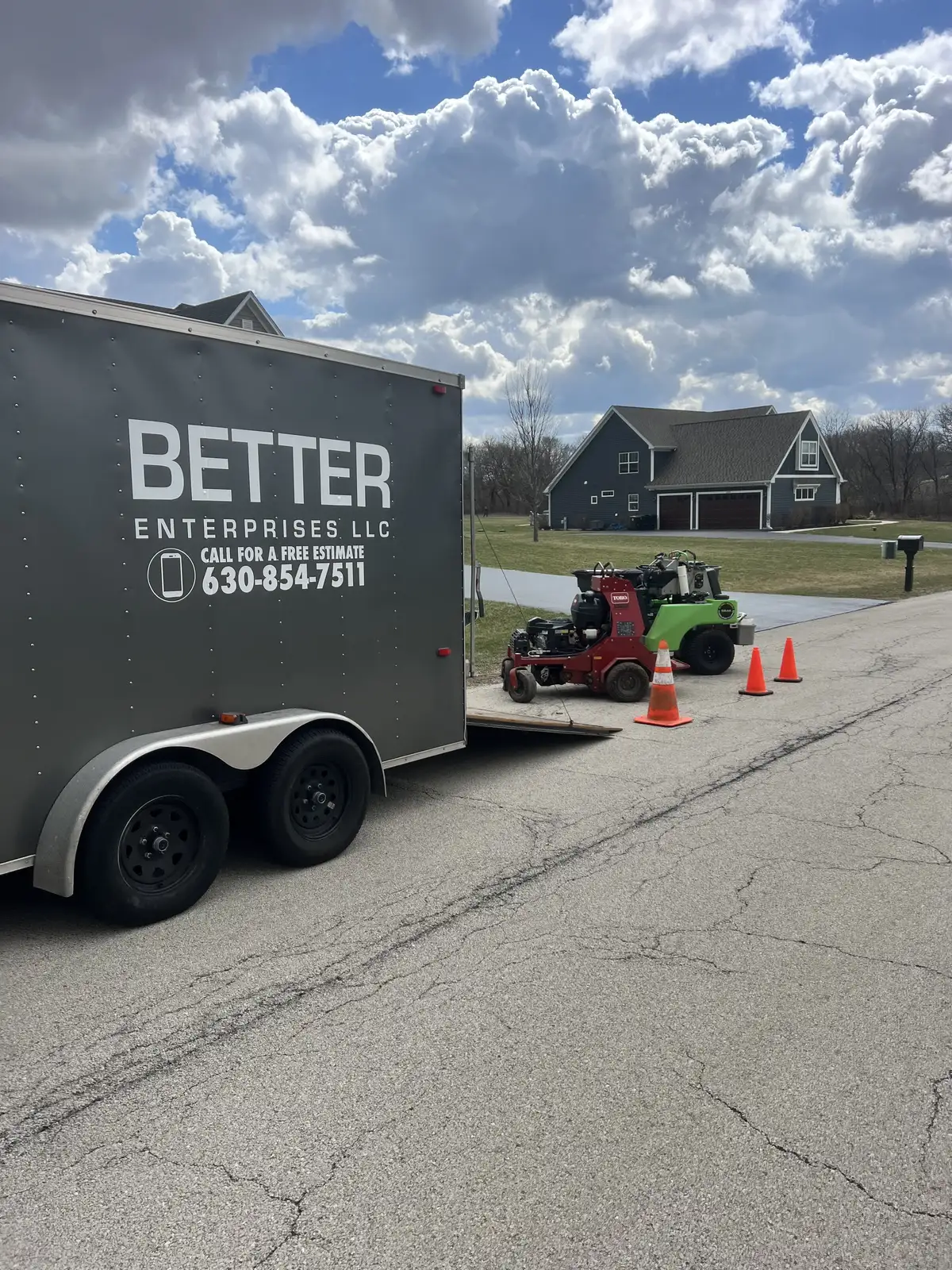 Lawn fertilization application on a residential property in Montgomery, Illinois